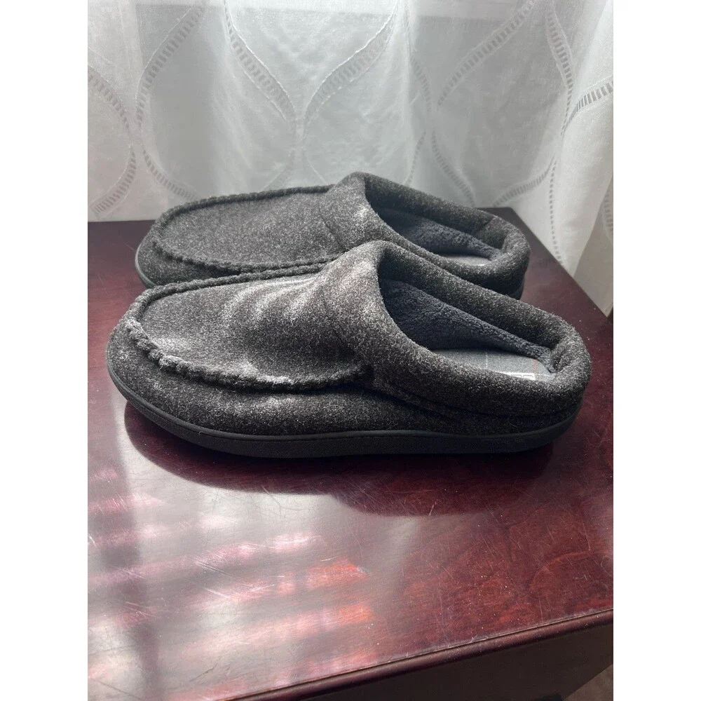 32 Degrees Heat Indoor Outdoor Black Slip On Memory Foam Slippers ~ Size L 11-12